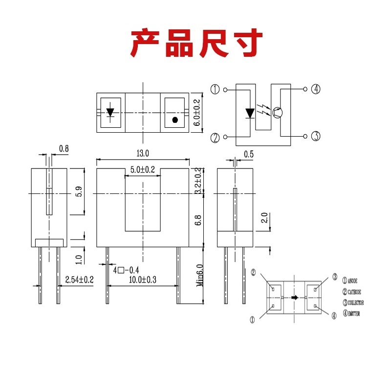 “ITR9608槽型光電開(kāi)關(guān)尺寸”/